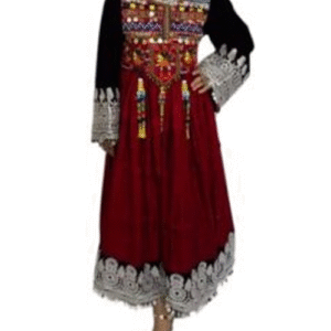Ruby Red Traditional Ghand with Silver Embroidery