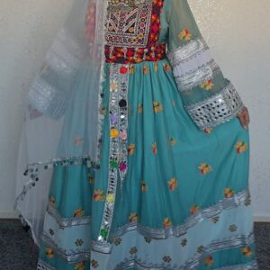 Teal Ghand with flower and silver detailing