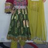 Festive green & red Ghand with detailing