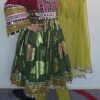 Festive green & red Ghand with detailing