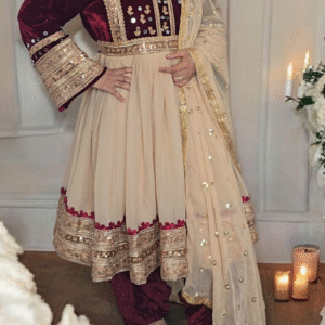 Luxury Cream & Maroon Ghand