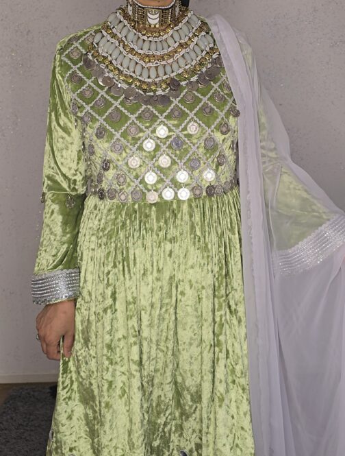 Light pistachio green velvet ghand
