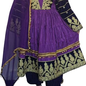 Royal Purple Afghan Ghand with Golden Embroidery