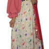 Ivory Floral Afghan Dress with Blush Sleeves