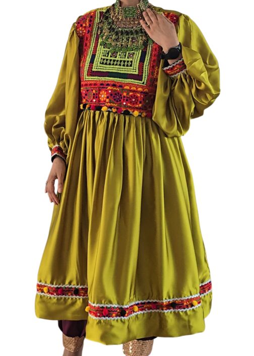 Olive green satin Ghand
