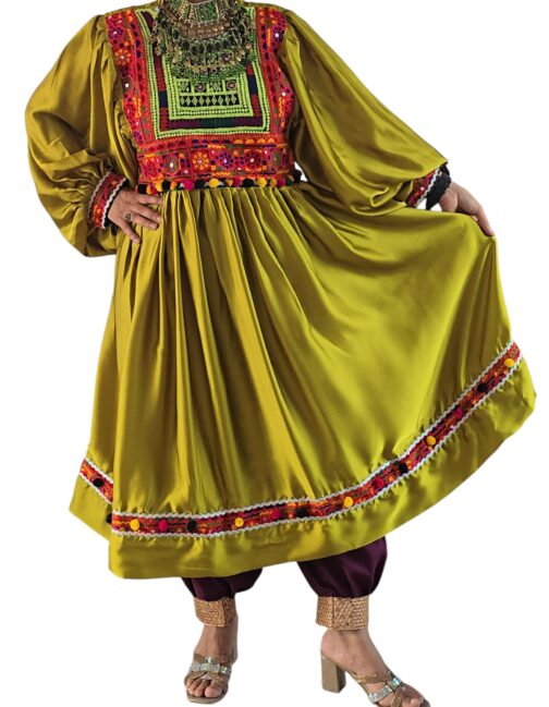 Olive green satin Ghand