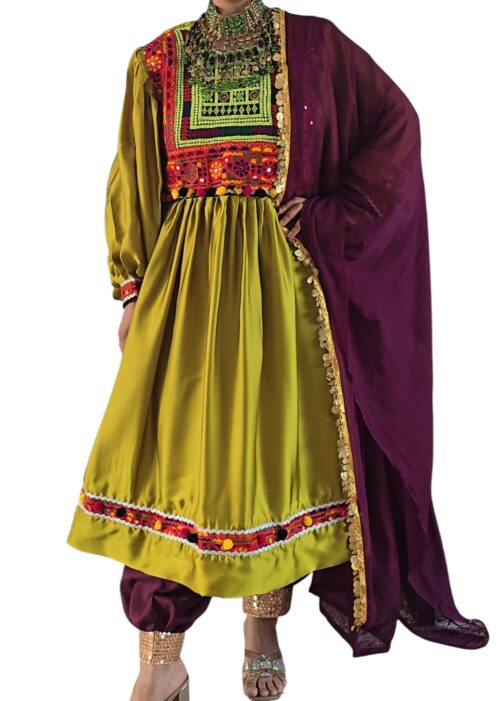 Olive green satin Ghand