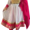 White and hot pink ghand SIZE MEDIUM