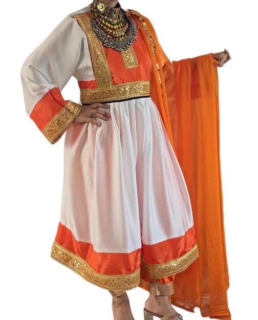White and orange satin ghand