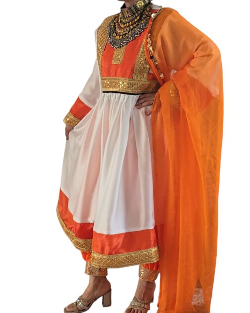 White and orange satin ghand