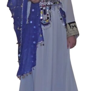White Ghand with blue embroidery