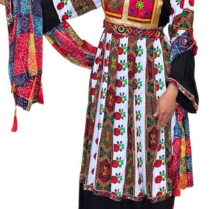 White & Black Cotton Ghand with Floral and Geometric Embroidery