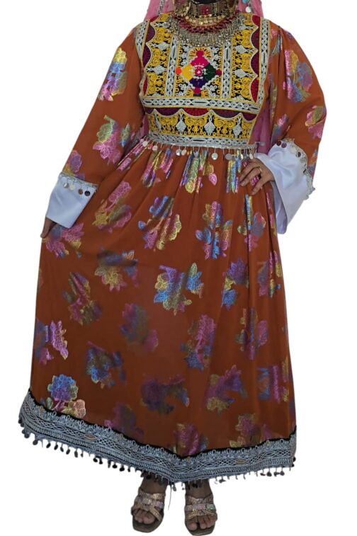 Rust orange Ghand, with multi colour design