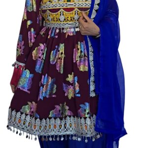 Deep maroon Ghand with multi colour floral patern